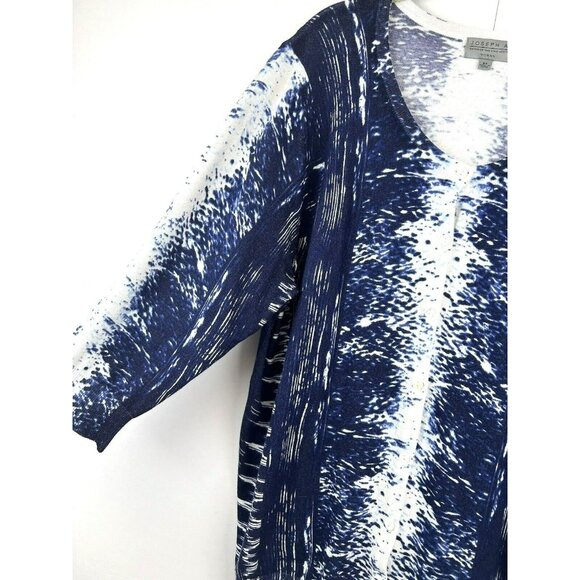 Joseph A. Cardigan Sweater Women 2X Artsy Blue Soft Stretch Button Up Tunic 3/4 - Picture 2 of 7